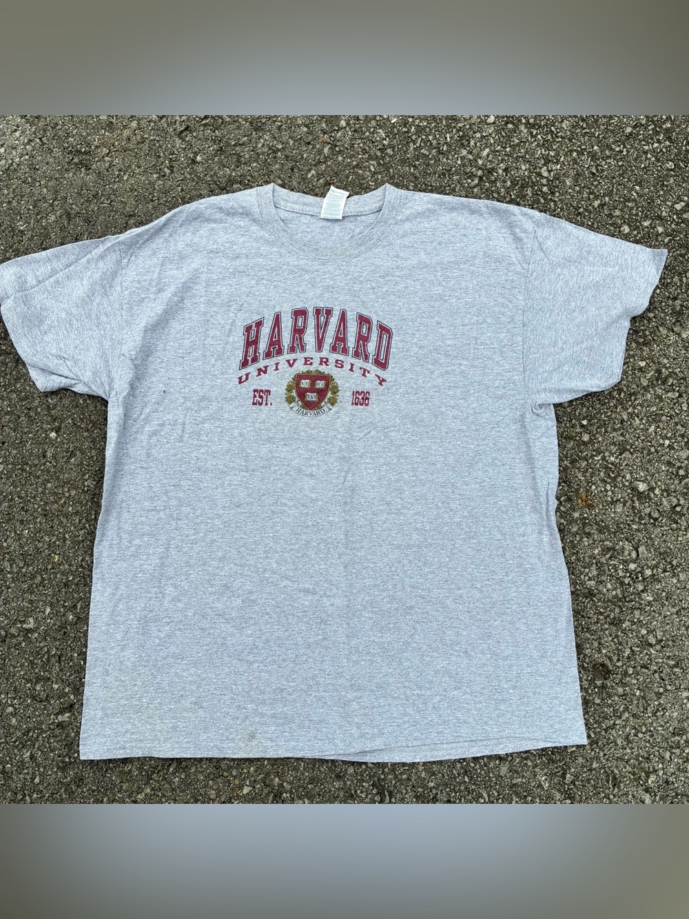 Vintage Harvard University T-Shirt Gray Graphic Tee Size XL